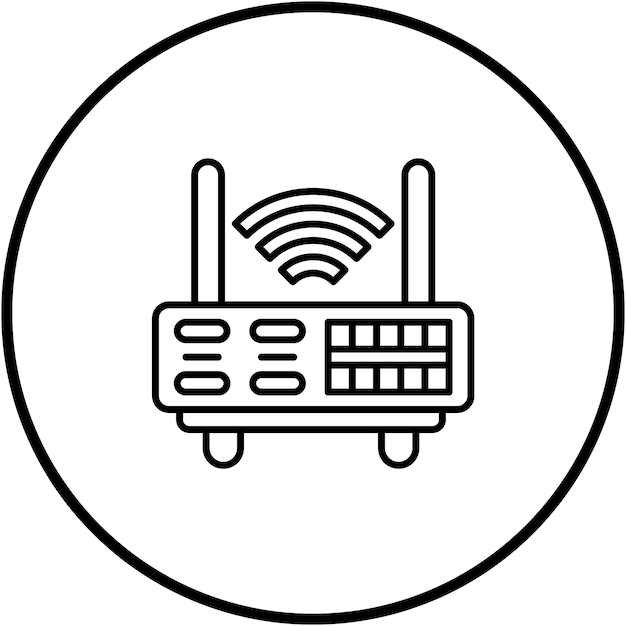 Obraz wektorowy ikony modemu bezprzewodowego może być używany do hostingu internetowego