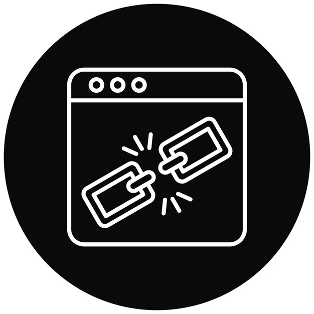 Obraz wektorowy ikony uszkodzonego linku może być używany do marketingu internetowego
