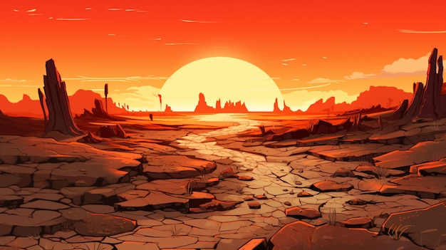 Plik wektorowy obraz zachodu słońca na czerwonym tle