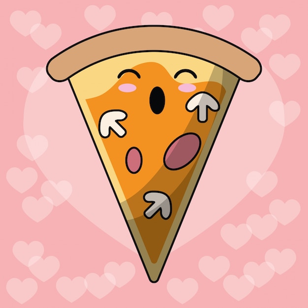 Obraz żywności Pizzy Kawaii