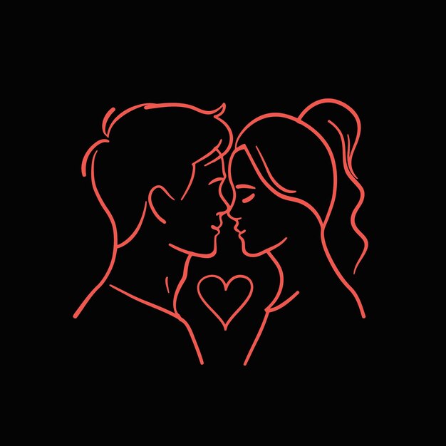 Obrys Graficzny Pary Miłosnej Izolowany Symbol Tła