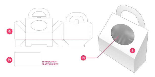 Obsługuj Pochyłe Opakowanie I Okno W Kształcie Elipsy Z Przezroczystym Szablonem Wycinanym Z Przezroczystego Arkusza Z Tworzywa Sztucznego