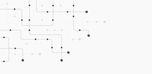 Plik wektorowy obwód łączy linie i kropki technologia sieciowa i koncepcja połączenia zdecentralizowane połączenia węzłów sieciowych