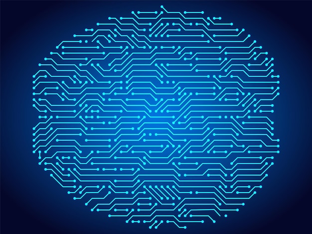 Plik wektorowy obwód obwodowy mózgi sztuczna inteligencja mikroprocesor ai chip i cyfrowy wektor procesora mózgu