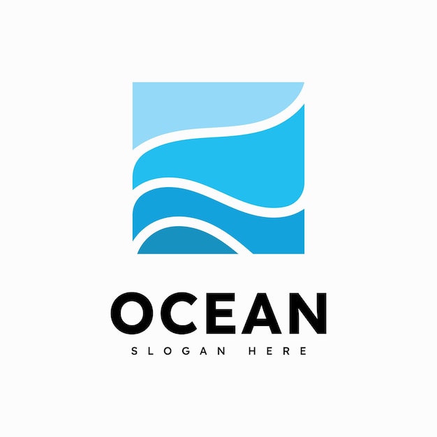 Ocean Wave Logo Template Vector Ocean Prosty I Nowoczesny Projekt Logo