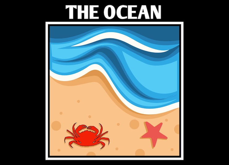 Wektor oceaniczny krajobraz w stylu retro