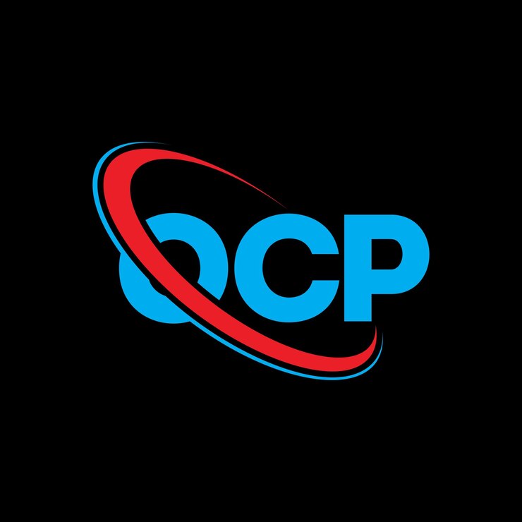 Wektor ocp logo ocp litery ocp logo inicjały ocp logo połączone z okręgiem i dużymi literami monogram logo ocp typografia dla biznesu technologicznego i marki nieruchomości