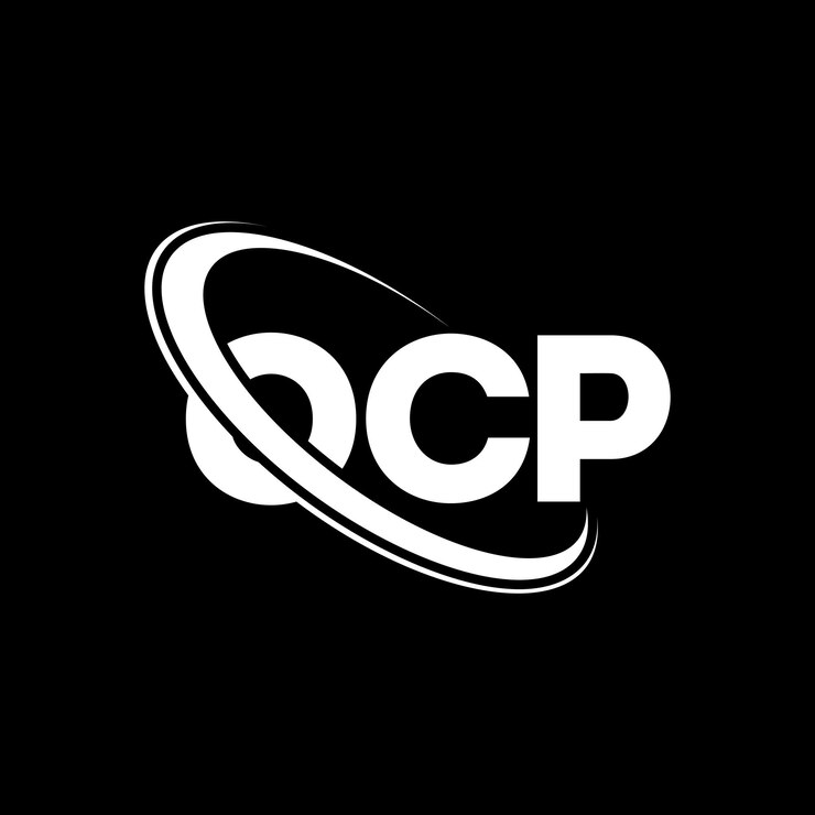 Wektor ocp logo ocp litery ocp logo inicjały ocp logo połączone z okręgiem i dużymi literami monogram logo ocp typografia dla biznesu technologicznego i marki nieruchomości