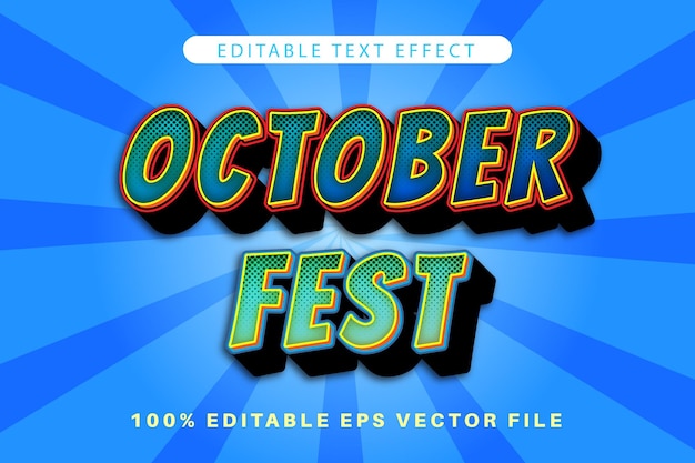 October Fest Edytowalny efekt tekstowy 3d Cartoon Stylejpg