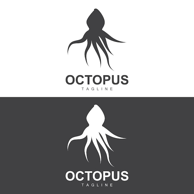 Octopus Logo Prosta Linia Design Sea Animal Wektor Japoński Owoce Morza Składnik Ikona Symbol Ilustracja