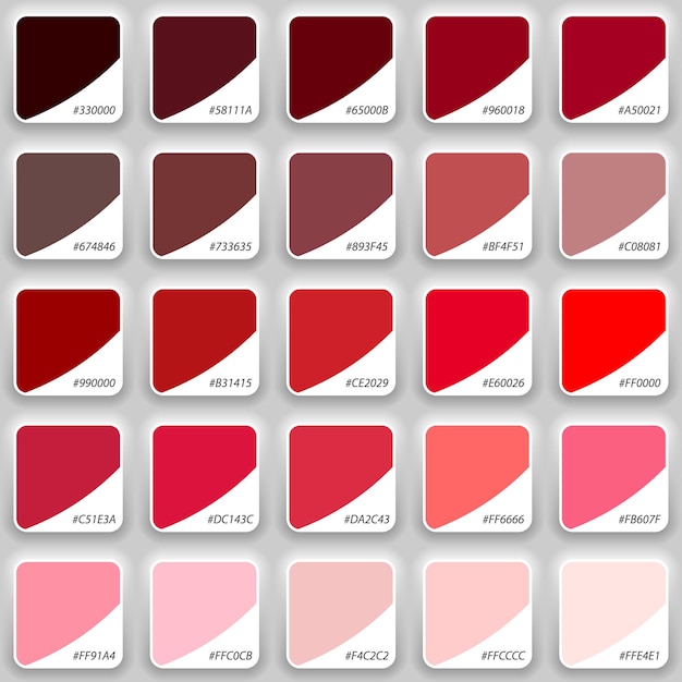 Plik wektorowy odcienie czerwonej palety kolorów próbki