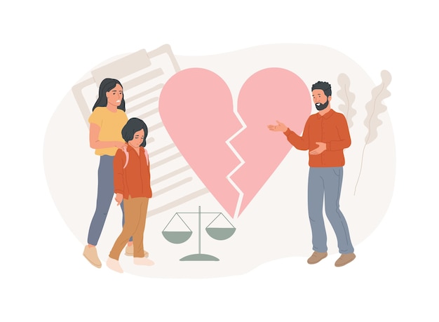 Oddzielona osoba oddzielona ilustracja wektorowa koncepcji legalna separacja rozdzielona para oddzielana od