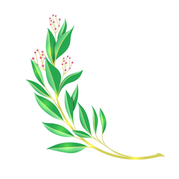 Plik wektorowy odgałęzienie z złotym i zielonym liściem dekoracyjna ikona ilustracja wektorowa