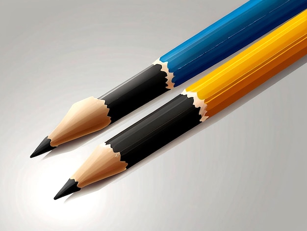 odizolowane przeciwstawne słowa przymiotnikowe z długim ołówkiem i krótkim ołówkiem na białym wektorze tła