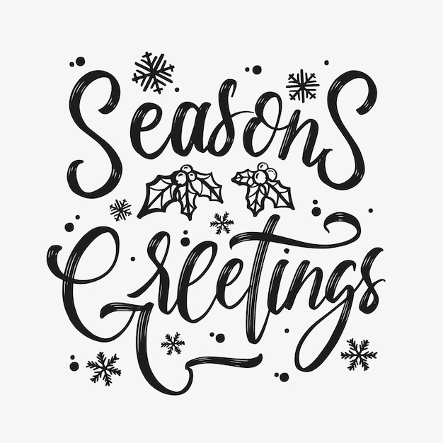 Plik wektorowy odręczny napis „seasons greetings”. zimowe wakacje pozdrowienia typografia.