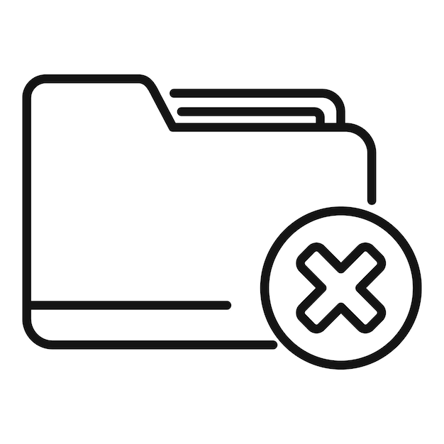Odrzucony wektor zarys ikony folderu Projektowanie pin interfejsu sieciowego