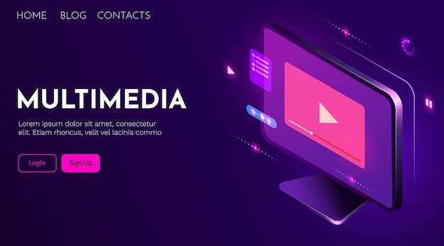 Odtwarzacz wideo na ekranie komputera Koncepcje multimedialne Nowoczesne futurystyczne elementy graficzne