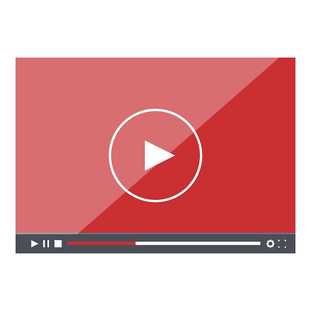 Odtwarzacz wideo z przyciskiem odtwarzania na czerwonym tle