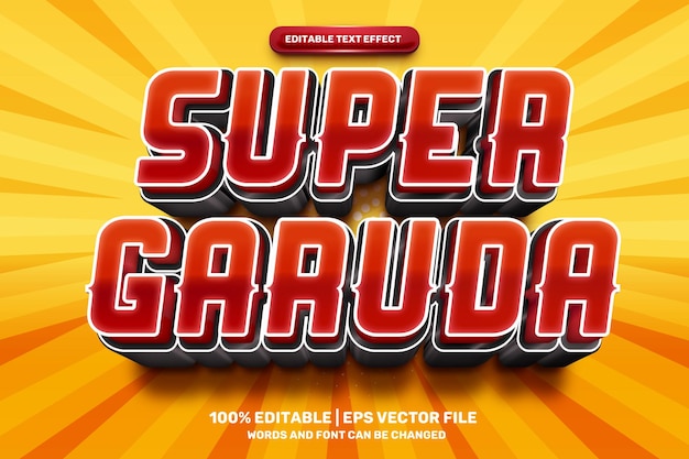 Odważny edytowalny efekt tekstowy Super Garuda 3D
