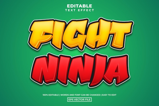 Odważny styl tekstu ninja, edytowalny wektor efektu tekstu