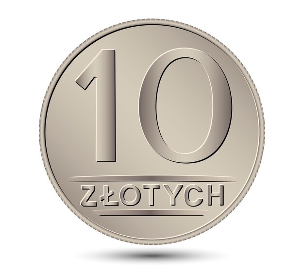 Odwrócona Polska Moneta Dziesięć Złotych Srebrna Moneta Ilustracji Wektorowych