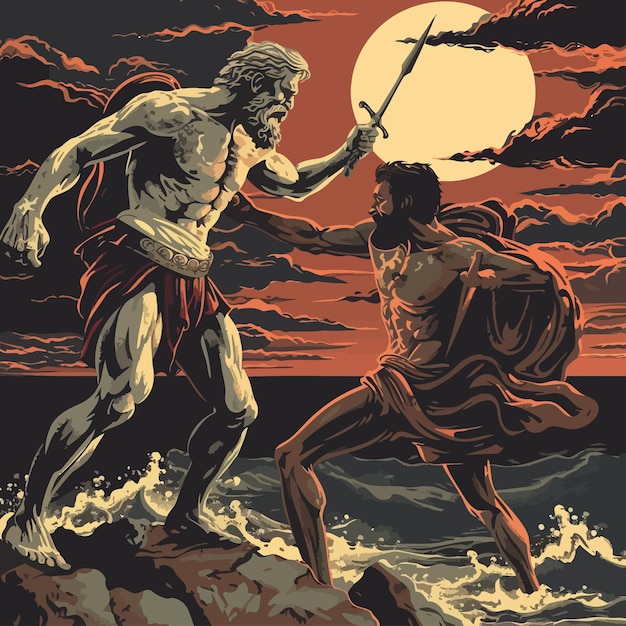 Plik wektorowy odyssey_polyphemus_titan_attacked_by_odysseus