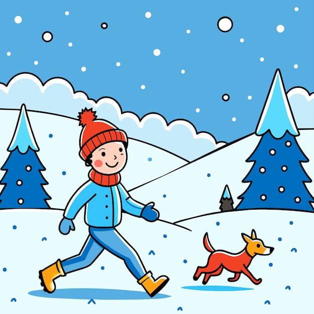 Plik wektorowy odzież zimowa, narciarstwo, wakacje, śnieg, zabawa dla dzieci, ręcznie narysowane płaskie, stylowe, kreskówkowe naklejki, koncepcja ikony