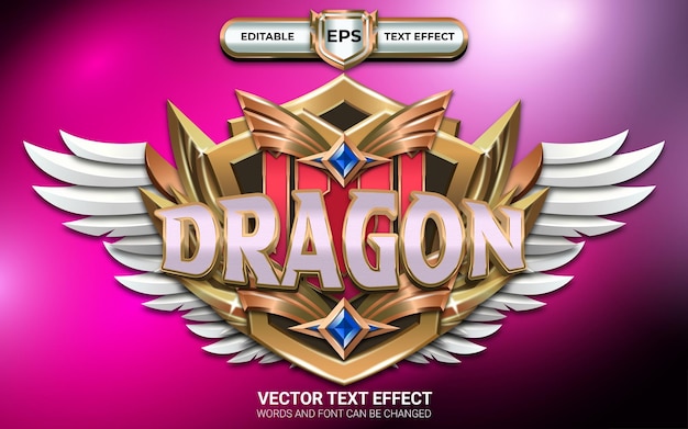 Odznaka Dragon Game z edytowalnym efektem tekstowym
