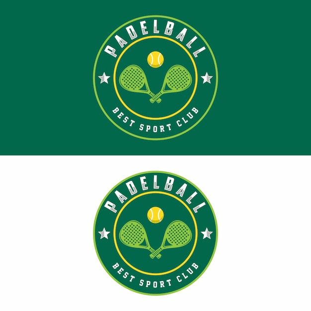 Odznaka Emblemat Paddle Tennis Club Logo Design Rakieta Do Wiosła I Piłka Wektor