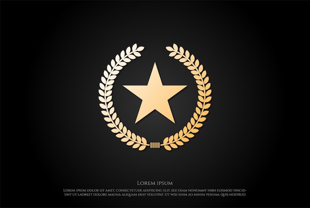 Odznaka Liścia Laurowego Gwiazdy Dla Wojskowego Emblematu Logo Design Vector