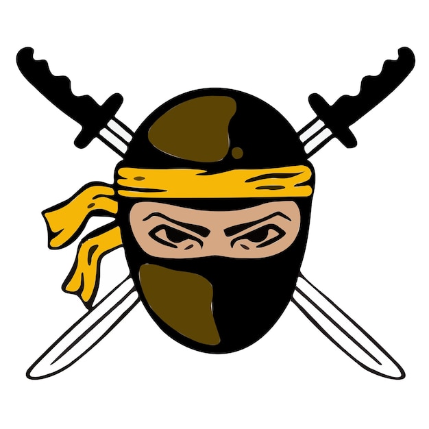 Odznaka Logo Ninja Miecz Wojny Zabójca Symbol Wektor