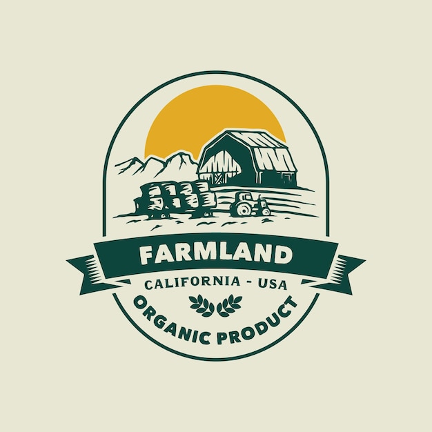 Plik wektorowy odznaka logo vintage rolnik ręcznie wykonana ilustracja wektorowa