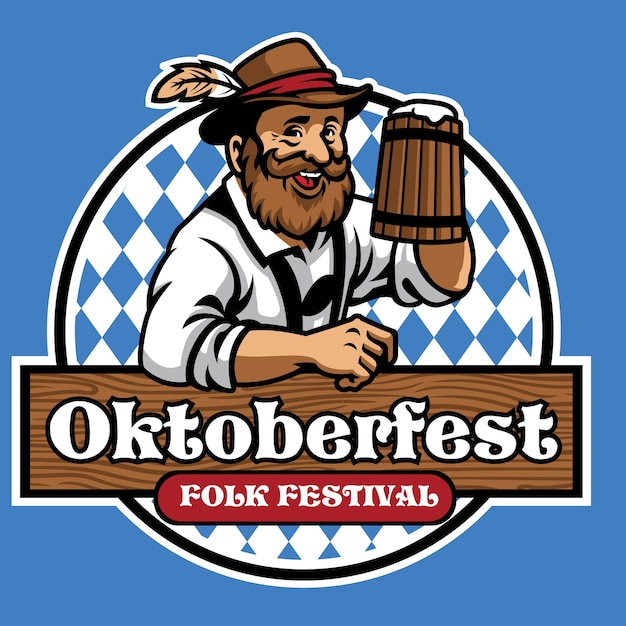 Plik wektorowy odznaka oktoberfest ze starcem i piwem