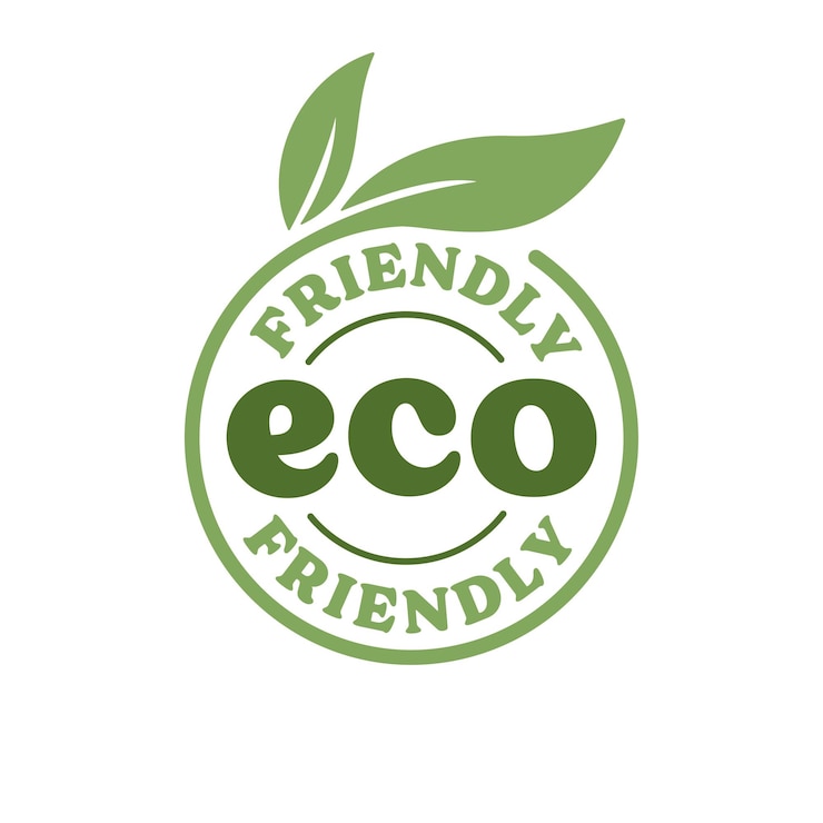 Wektor odznaka przyjazna dla środowiska projekt logo etykiety zdrowego produktu naturalnego z liśćmi roślin