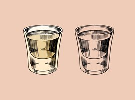 Odznaka vintage meksykańskiej tequili. szklane shoty z mocnym napojem.