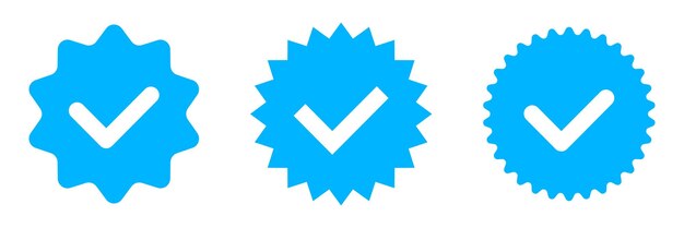 Plik wektorowy odznaka weryfikacyjna z niebieskim wektorem 3 dla sieci społecznościowych