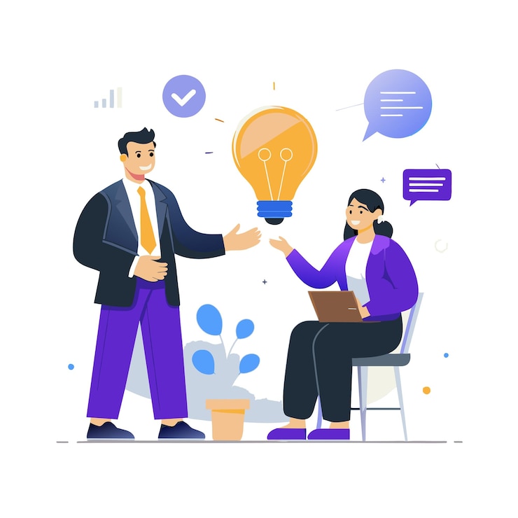 Wektor oferta rozwiązania biznesowego: mentor, doradca