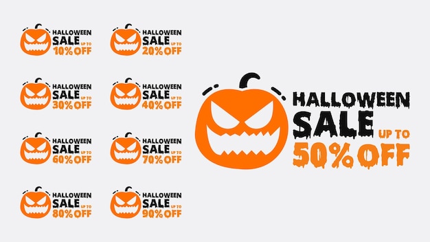 Oferta Specjalna Na Imprezę Halloween Z Inną Wartością Procentową Zniżki Na Wektor Eps