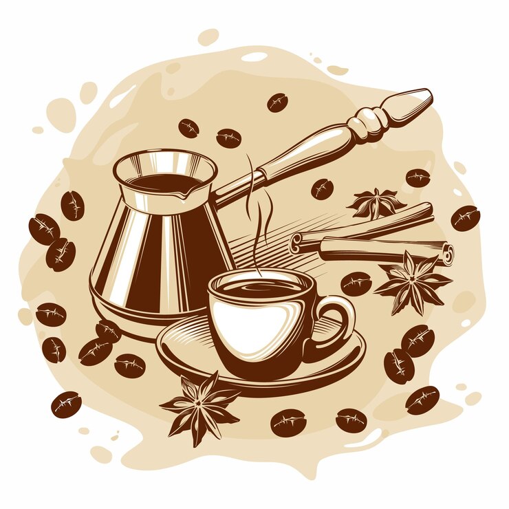 Wektor offee parzone w cezve ilustracji wektorowych