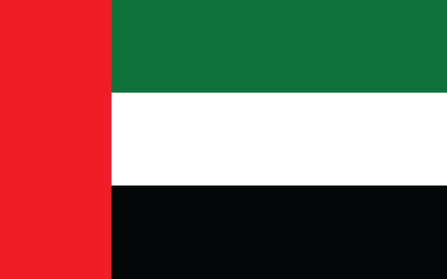 Oficjalna flaga narodowa Zjednoczonych Emiratów Arabskich symbol transparent wektor ilustracja