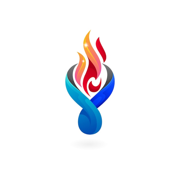 Ogień Logo Projekt Wektor Pochodnia Ogień Logo 3d Stye