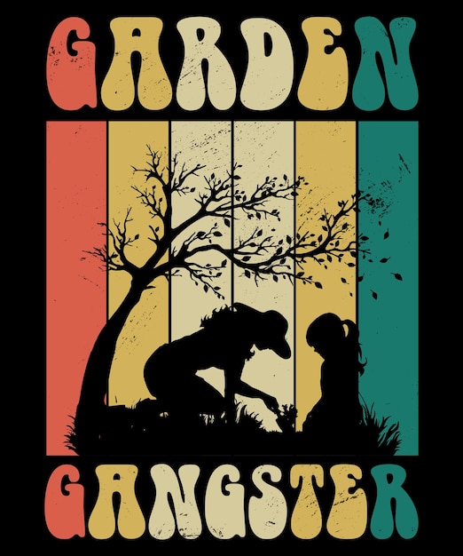 Ogród Gangster Ogrodnik Ogrodnictwo Vintage Mama Córka Ogrodnictwo Tshirt