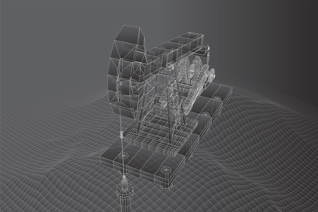 Plik wektorowy oil derrick vector 3d obiekt wydobywanie minerałów