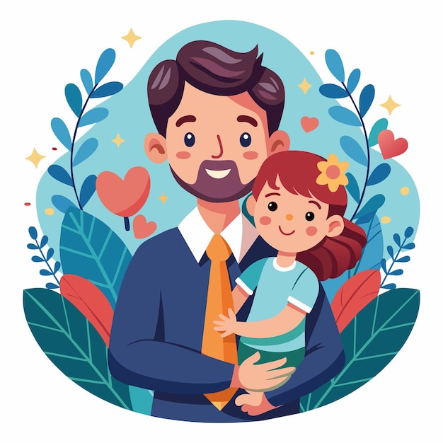 Ojciec i jego dziecko ilustracja wektorowa w płaskim stylu dzień ojca