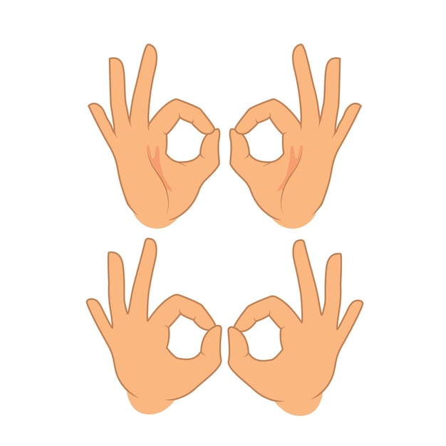 Plik wektorowy ok gest wewnętrzną i tylną częścią dłoni. gest ręki.