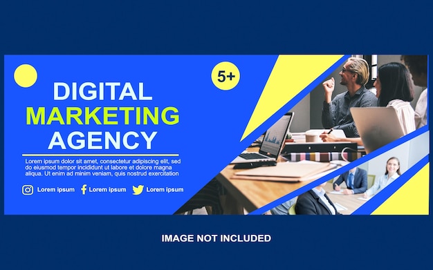 Plik wektorowy okładka facebooka i szablon banera internetowego agencji marketingu cyfrowego