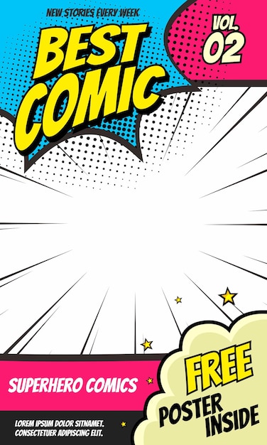 Okładka komiksów w stylu ilustracji wektorowej