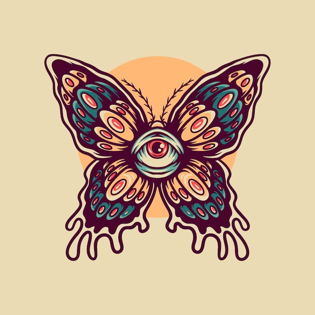 Plik wektorowy oko motyl retro ilustracja