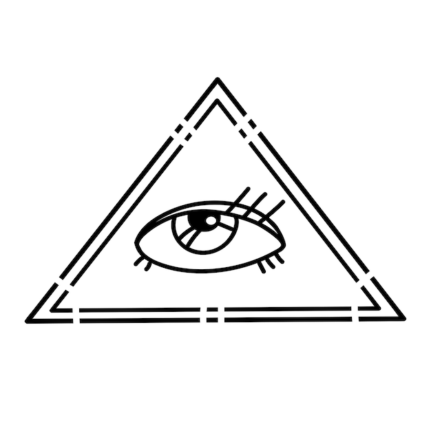 Oko Opatrzności Masoński Symbol Allseeing Eye Wewnątrz Trójkątnej Piramidy Ilustracji Wektorowych