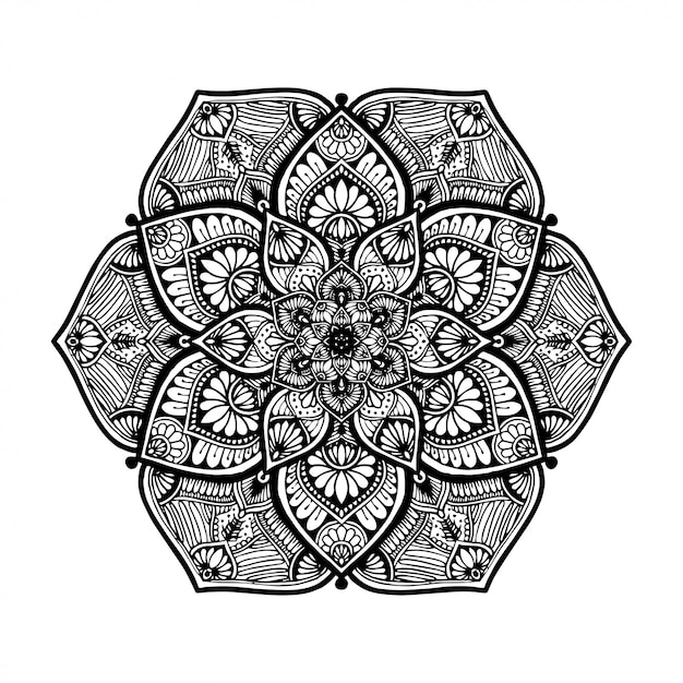 Okrągła Kwiatowa Mandala Do Tatuażu, Henny, Kolorowanka, Dekoracyjna.